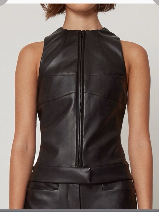 Khy Jackets & Blazers - Khy Sleeveless Black Leather Zip-Front top